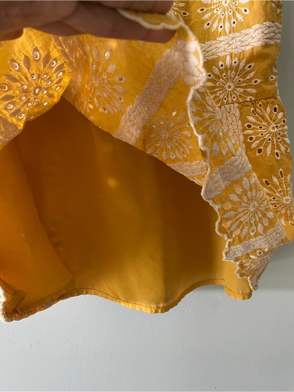 Bohme Women’s Yellow Eyelet Peplum Top - Picture 4 of 6
